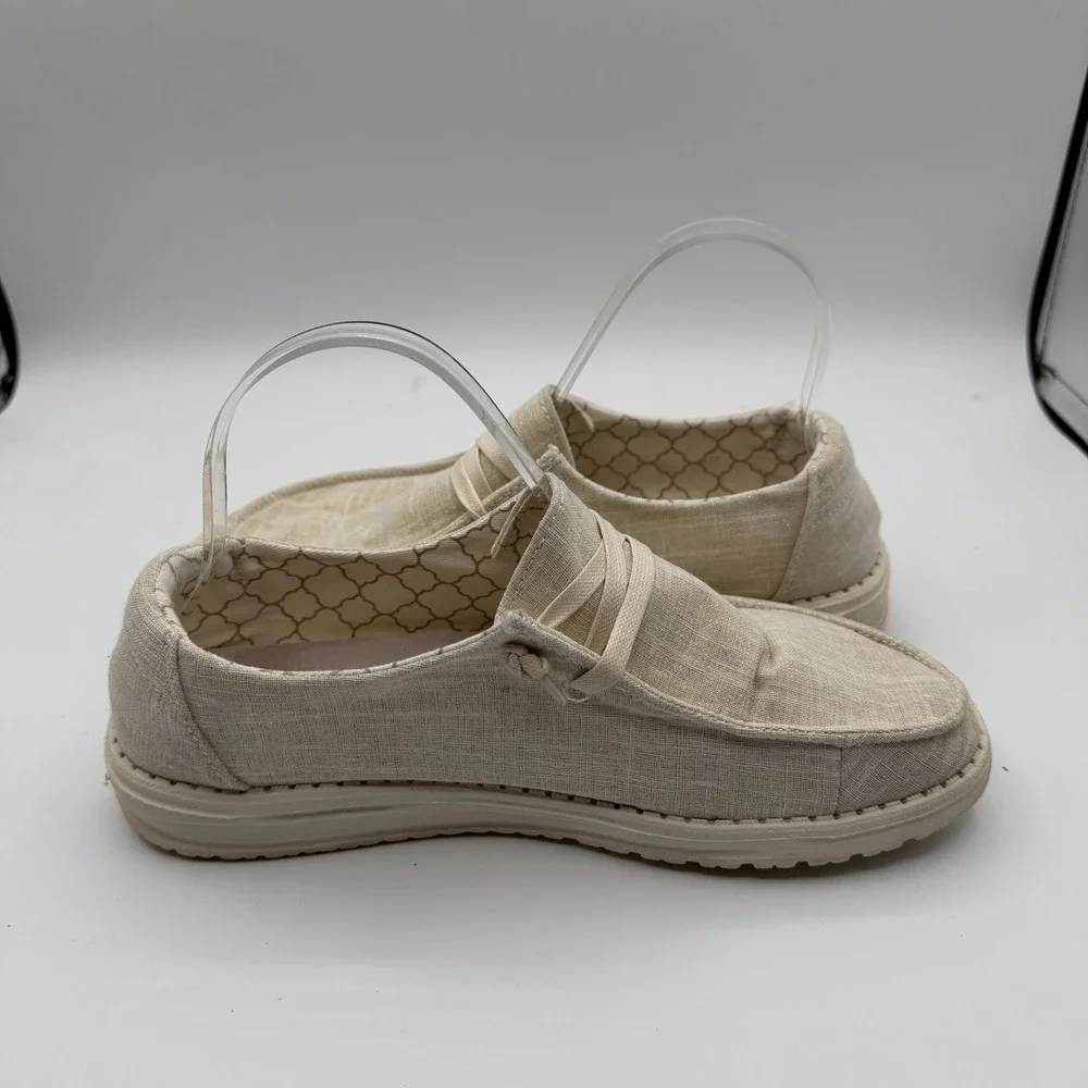 Hey‎ Dude Wendy Shoes Womens Sz 8 Sparkling Gold Cream Slip On Loafers Comfort